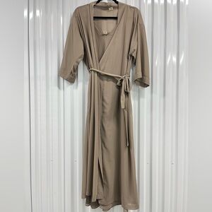 Calvin Klein Taupe Long Robe and Nightgown Set S/M